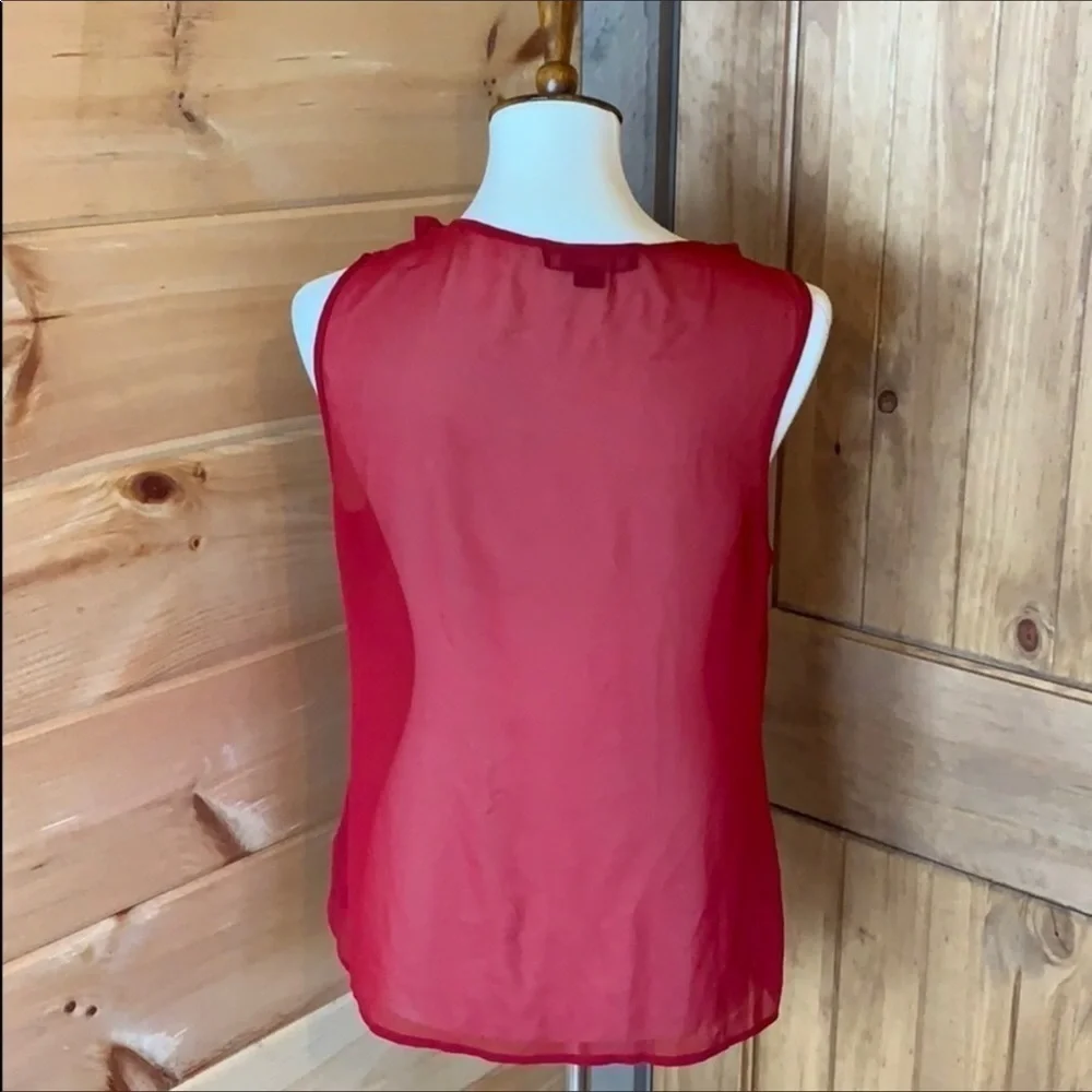 Forever 21 sheer red top with ruffle front Size Large